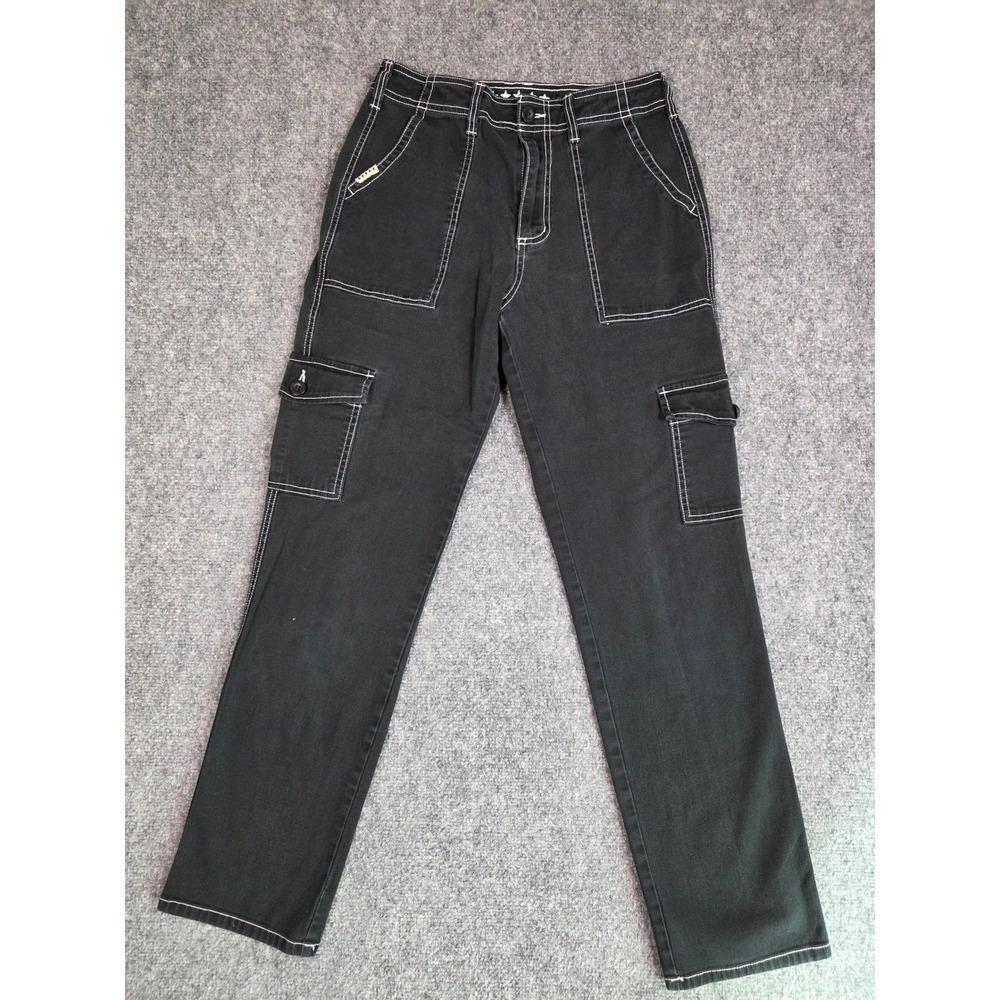 Five Star General Cargo Pants Woments 3/26‎ Black Contrast Stitch Skate y2k